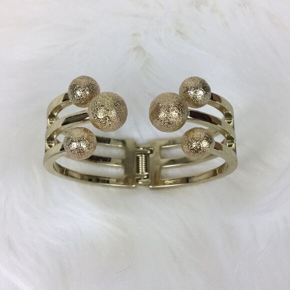 Gold Tone Clamper Bracelet Hinged Cuff Bold Statement Mob Wife Luxury Estate - Picture 4 of 8